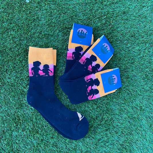 Orange top Fools gold socks (one size)