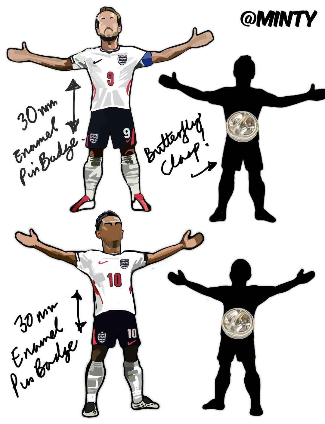 Kane & Bellingham Pin Badge set PREORDER