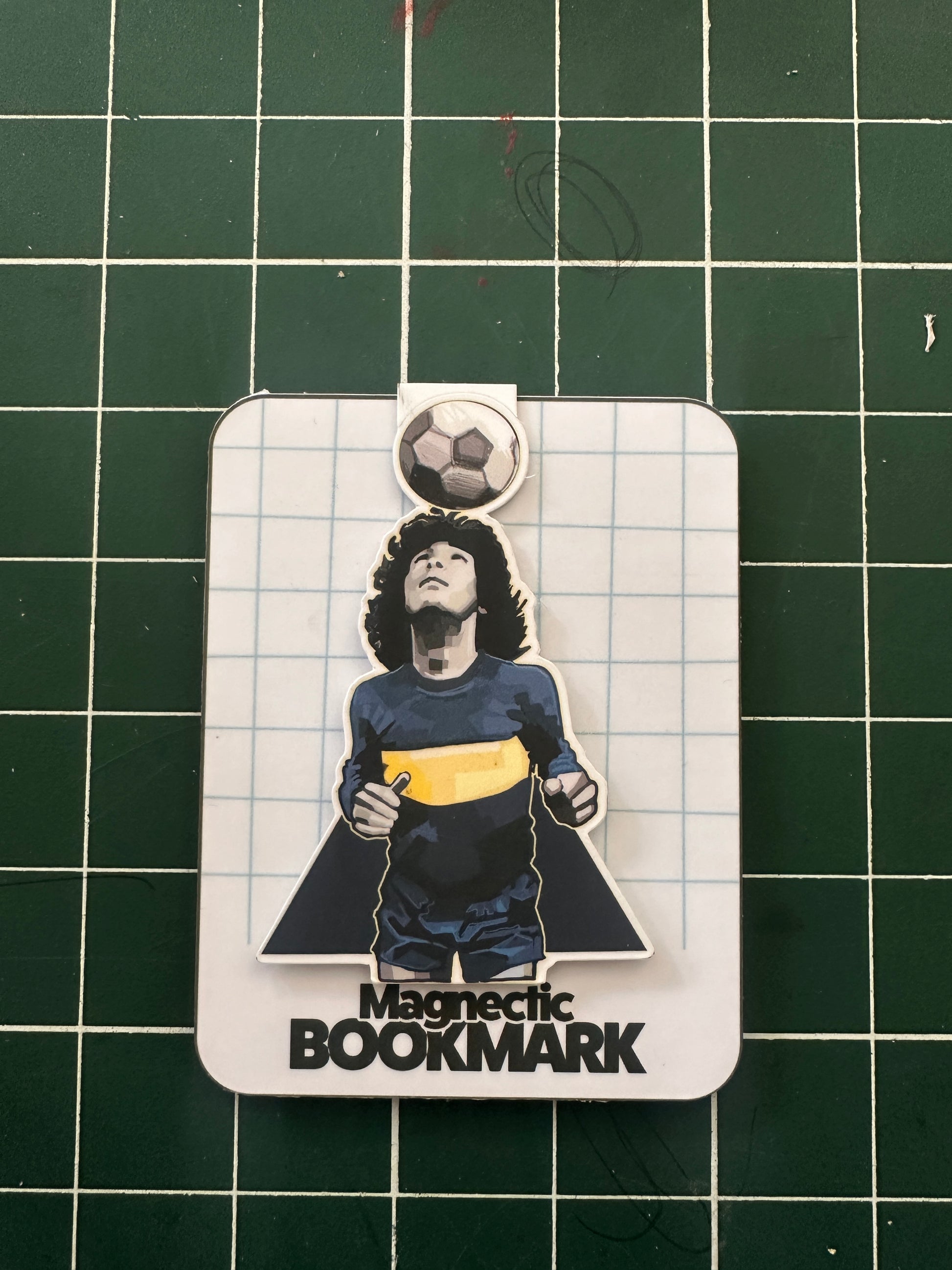 Diego Maradona laminated magnetic  bookmark with laminated backing card 