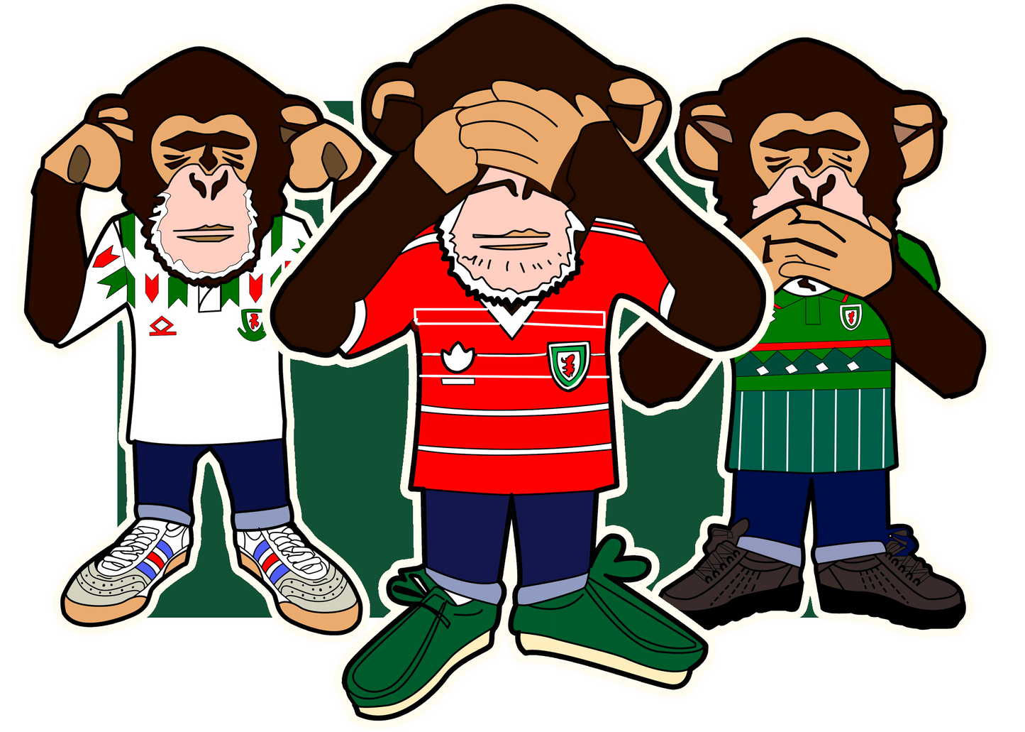 A Guy Called Minty, Three Wise Monkeys Wales Regular Fit T-Shirt